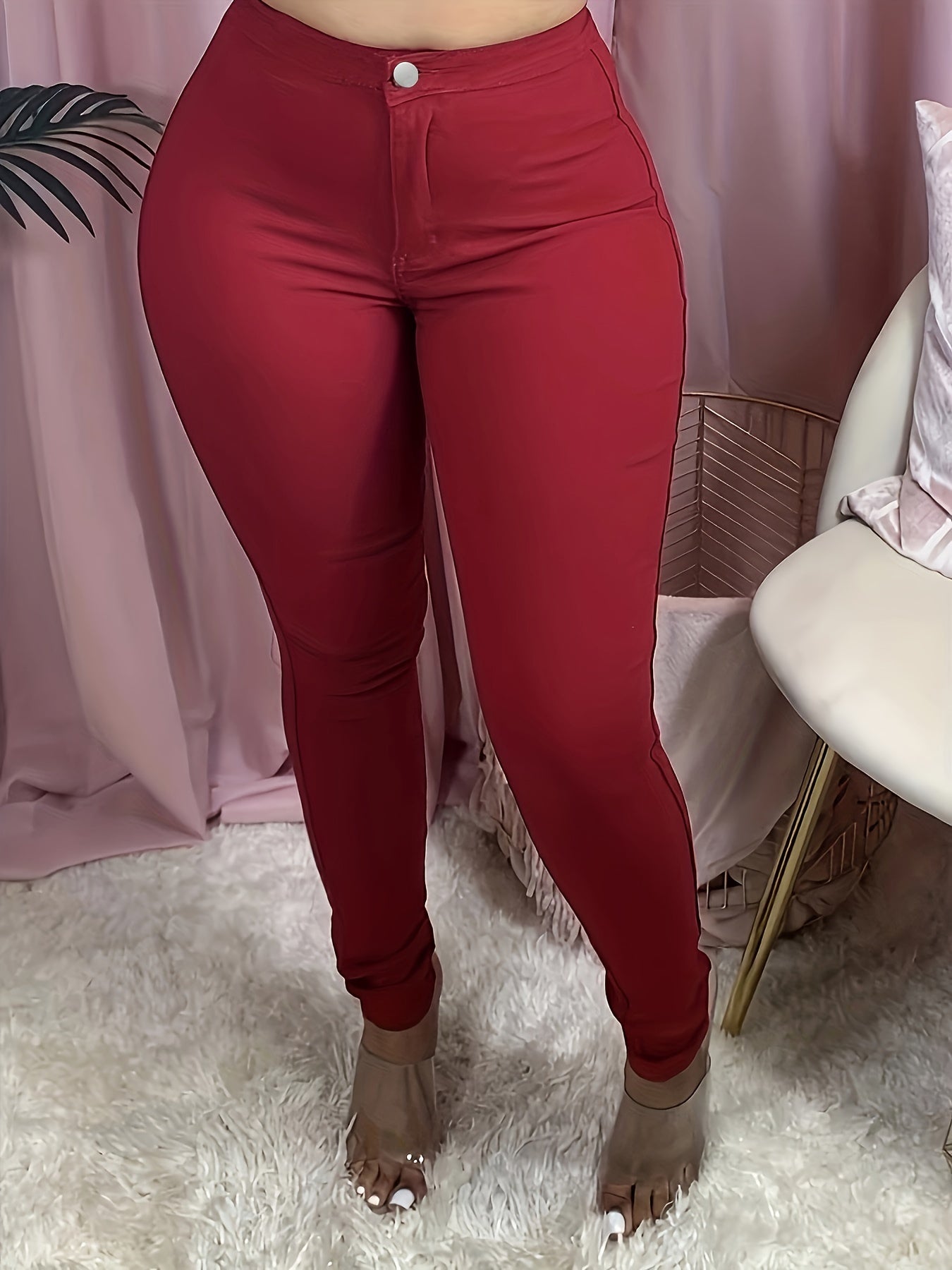 Solid Slim Long Length Corset Leg Pants