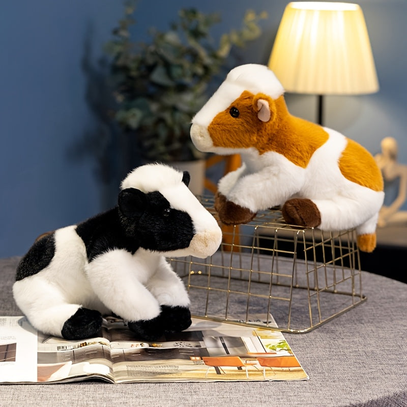 66in Sitting Brown Spotted Cow Plush Toy Soft Stuffed Animal Birthday Gift