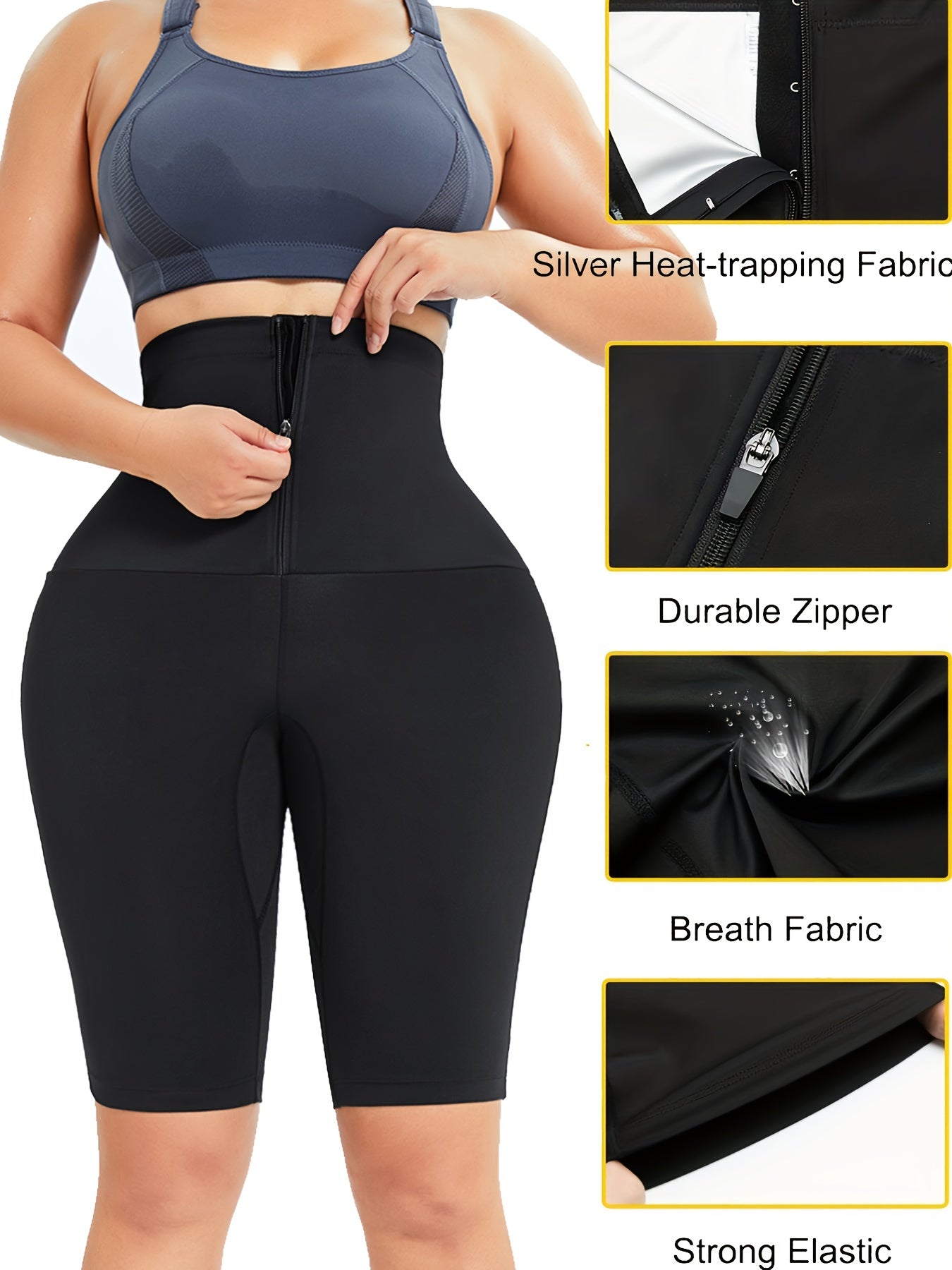 High Waist Shaping Shorts Tummy Control Compression Zipper Shorts