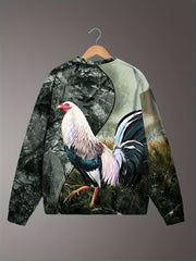 Rooster Print Men's Graphic Sweatshirt Loose Pullover For Autumn Winter