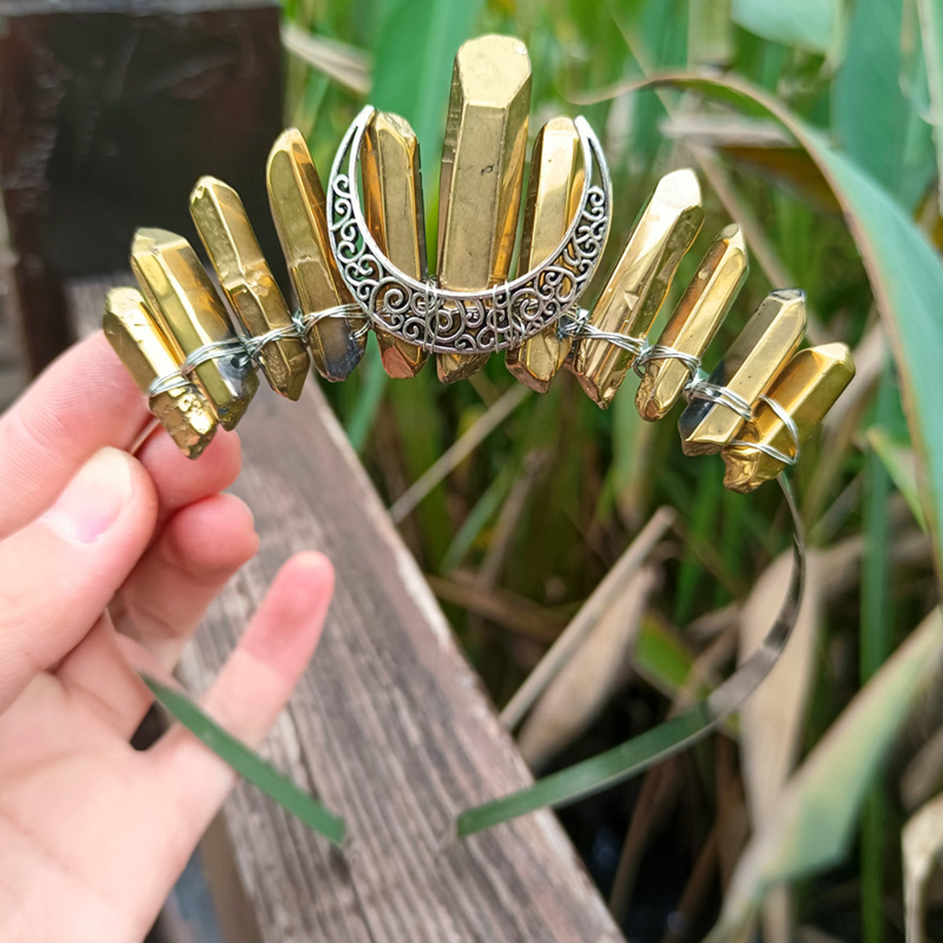 Crystal Quartz Rhinestone Tiara Headband for Weeding Parties