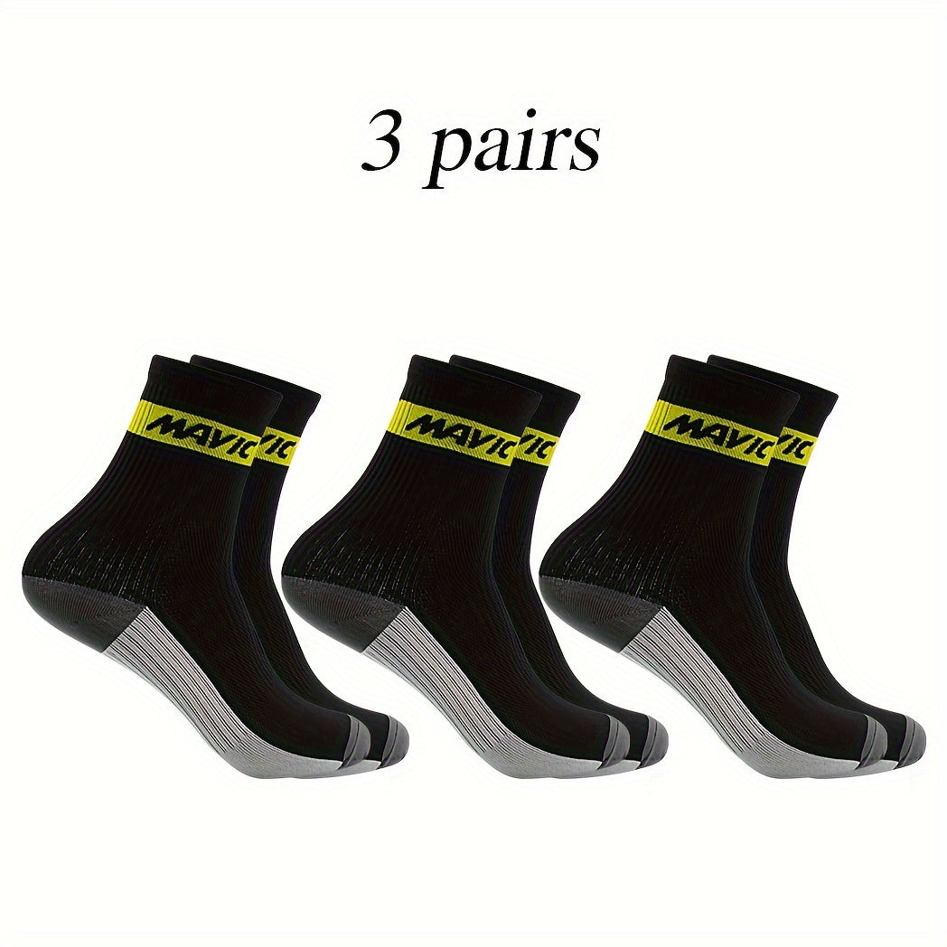 3 Pairs Men's Crew Sport Socks Sweat Absorbing Nylon Blend Comfy Breathable