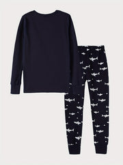 Toddler Boys Shark Graphic Pajamas Set Long Sleeve Top & Pants Sleepwear
