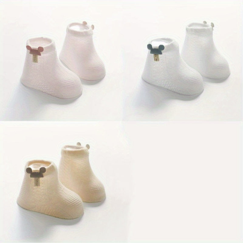 3 Pairs Casual Bow Knit Socks Soft Comfortable Elastic Thin Cotton Socks