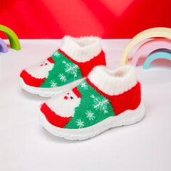 Girl's Christmas Style Slip On Sock Shoes Comfy Non Slip Thermal Sneakers