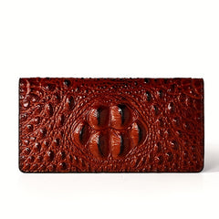 Men's Vintage Crocodile Pattern Long Wallet with Multiple Card Slots