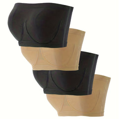 4 Pack Plus Size Seamless Strapless Bandeau Bra Set