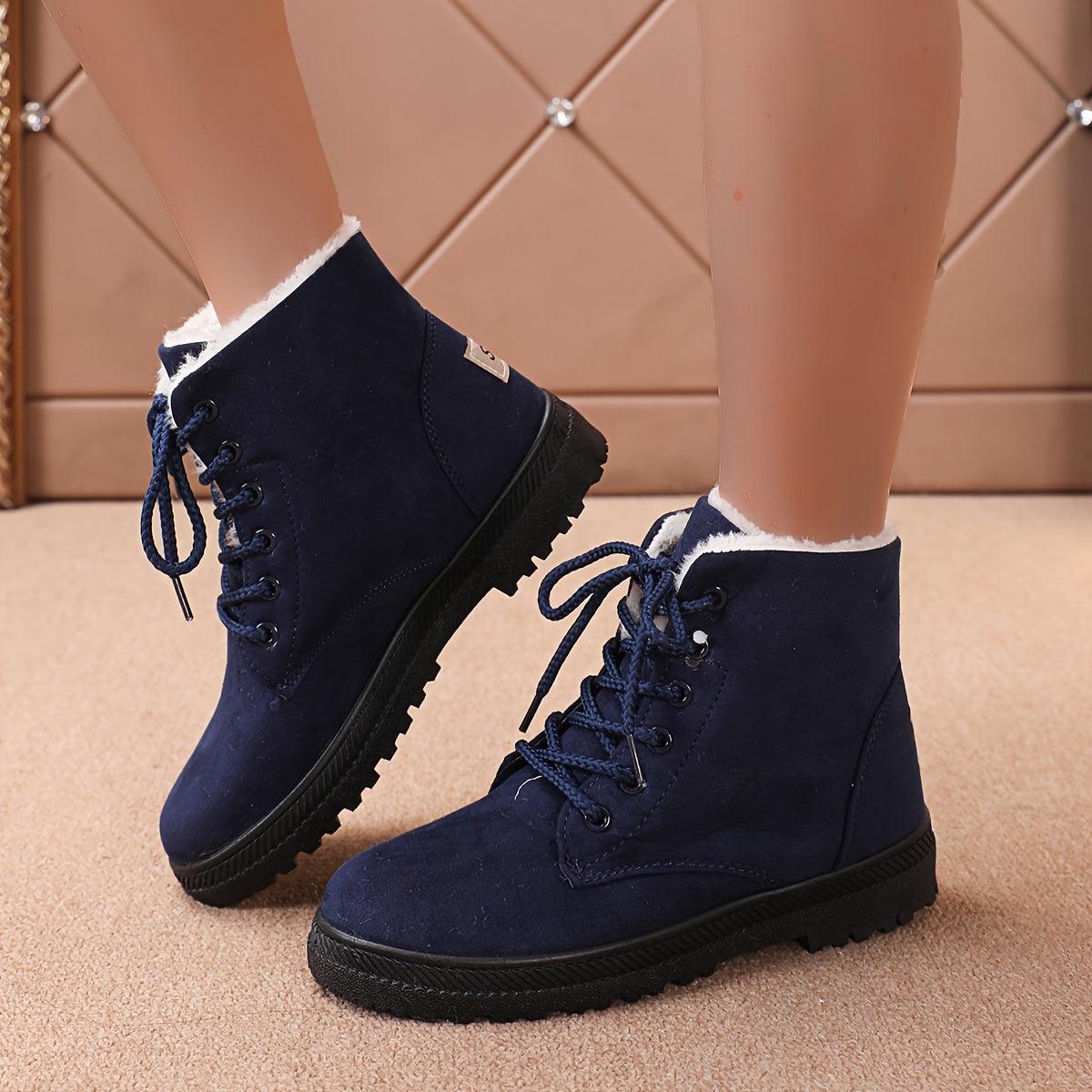 Women's Plush Ankle Boots Winter Mid Calf Boots
