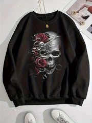 Skull Print Pullover Sweatshirt for Women