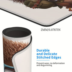 Small Hedgehog Pattern Square 20x24cm Mouse Pad Non-slip Rubber Lock Edge