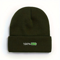 Embroidered Knitted Beanie Hat for Winter Outdoor Activities