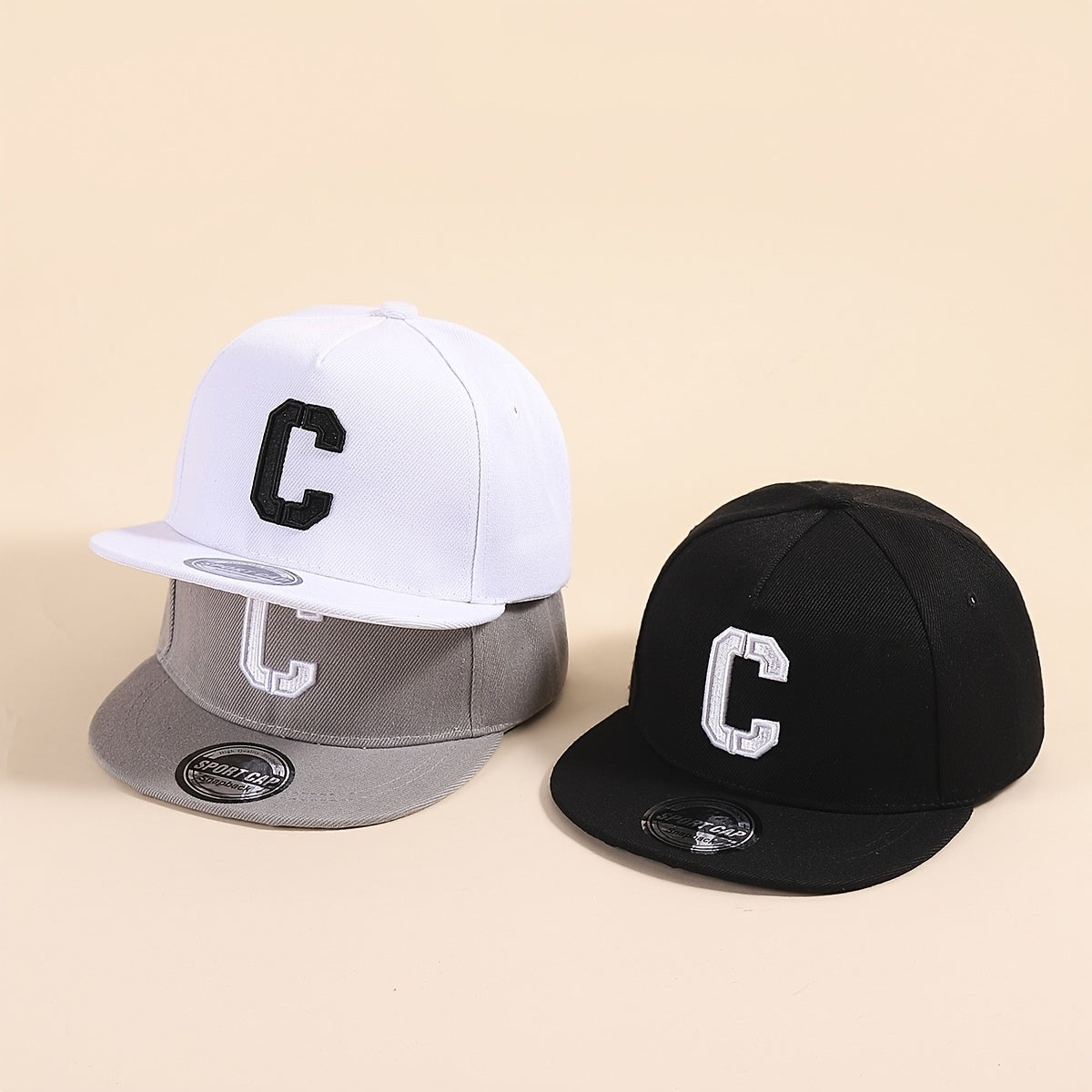 Kids Baseball Cap Alphabet C Patch Hat For Boys Girls