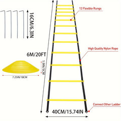 Adjustable Agility Ladder Set with Disc Cones & Steel Stakes