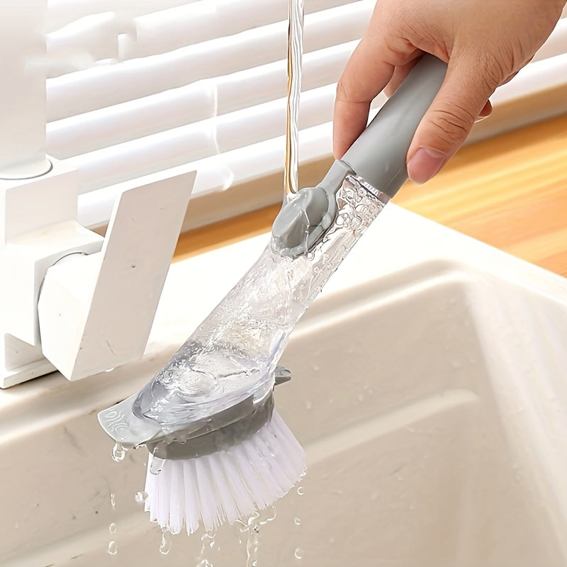Kitchen Dish Brush With Soap Dispenser Long Handle Dishwashing Clean Brush