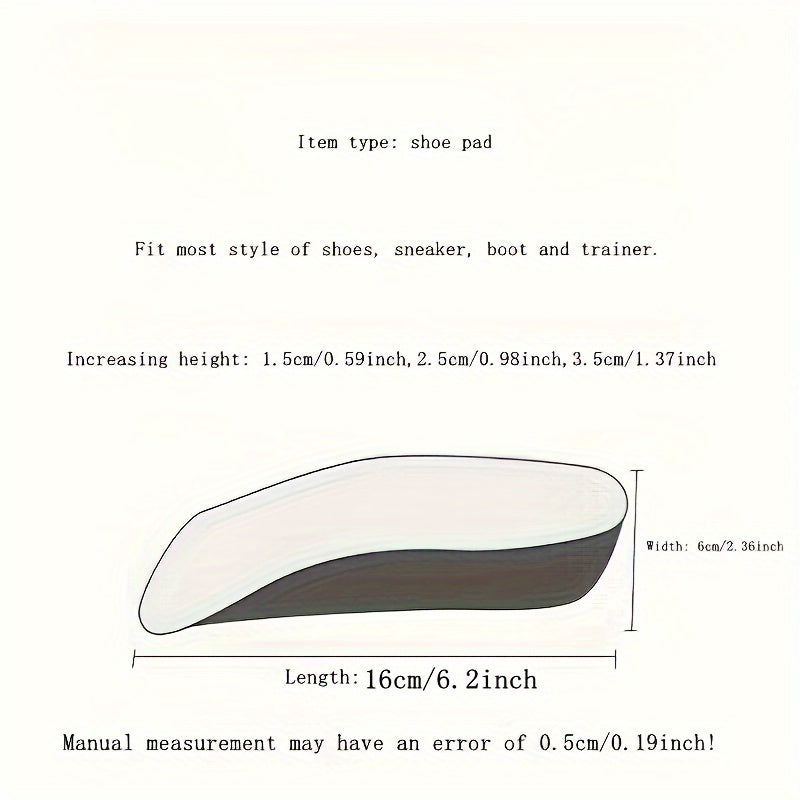 1 Pair Height Increase Insoles Arch Support Orthopedic Memory Foam Shoe Pads