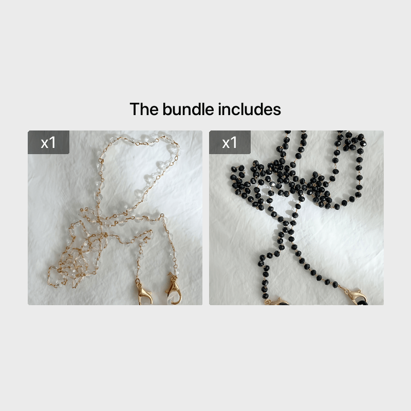 Vintage Crystal Beads Glasses Chain CCB Pearl Copper Alloy Mask Hanging Chain