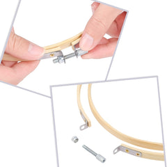 3pcs Large Bamboo Embroidery Hoop Set 8, 10, 12 - Adjustable Cross Stitch Hoops