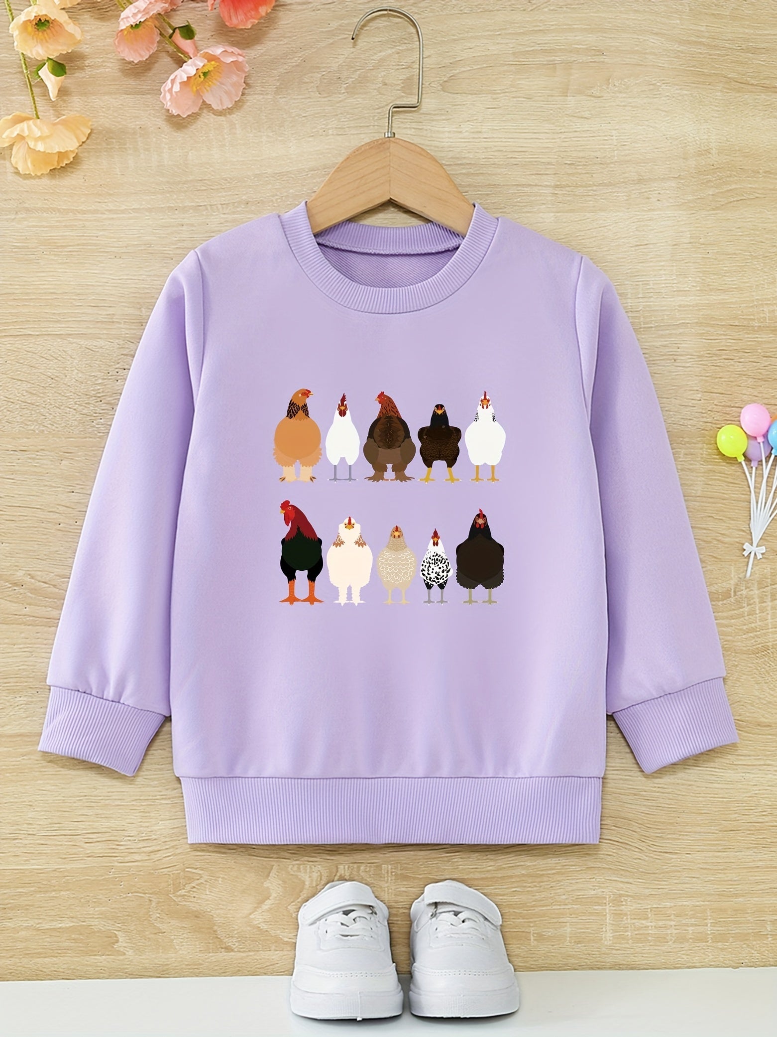 Farm Chicken And Hens Graphic Girls Sweatshirt Toddler Kids Tops