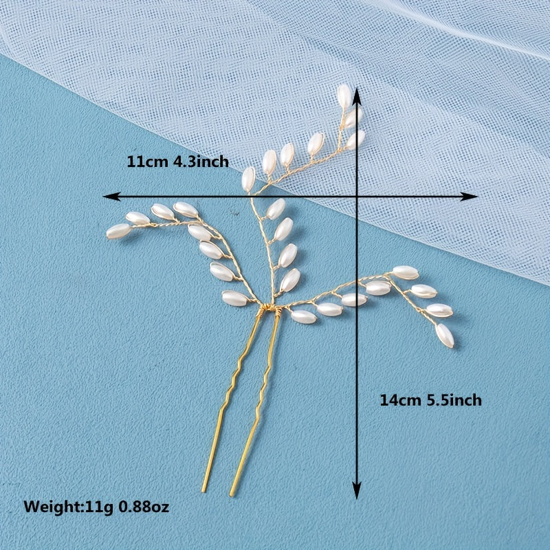 3pcs Wedding Pearl Hair Pins Bridal Hair Pins U Shaped Accessories