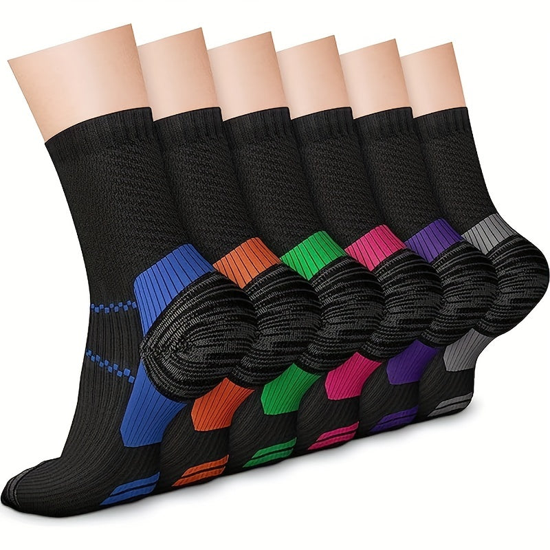 3 Pairs Compression Crew Socks 15-20 mmHg Support Recovery