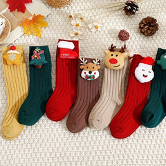 Boys Christmas Halloween Socks 7 Pairs Cartoon Santa Claus Doll