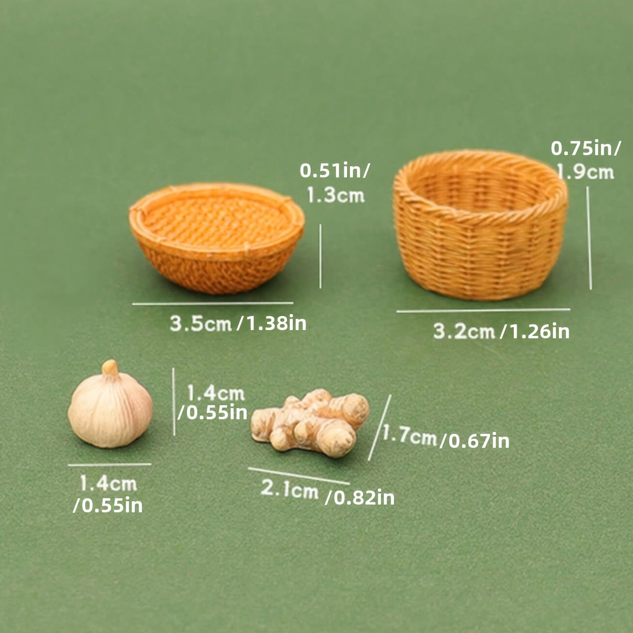 8pcs Dollhouse Ginger Garlic Basket Mini Farm Food Model