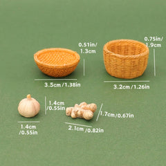 8pcs Dollhouse Ginger Garlic Basket Mini Farm Food Model
