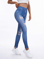 Denim Print High Waist Leggings for Women