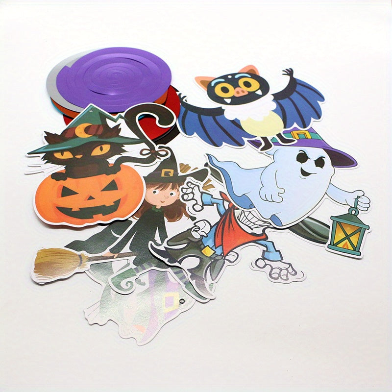 Halloween Party Decoration Letter Pull Flag Pumpkin Spider Cat Boo Print Flags