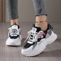 Women's Heighten Chunky Sneakers Faux Leather Comfortable Non Slip Running Shoes
