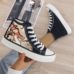 Plush Lined Chunky Canvas Sneakers Flat Heighten Warm Breathable Non Slip Shoes