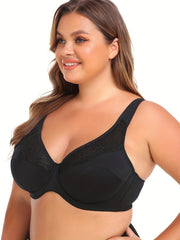 Floral Jacquard Push-Up Underwire Bra Plus Size