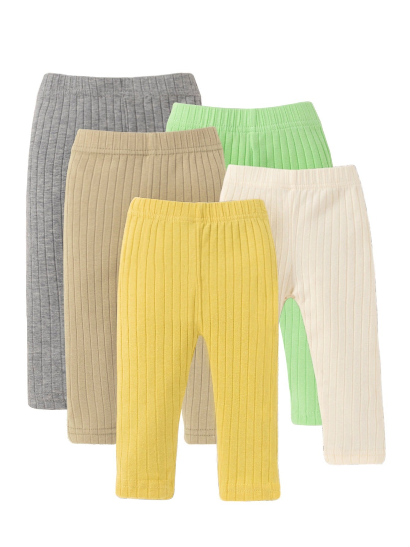 5pcs Baby Solid Striped Leggings 0-48 Months