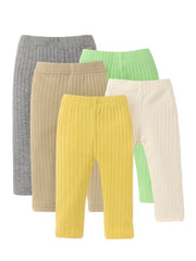 5pcs Baby Solid Striped Leggings 0-48 Months