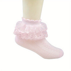 Baby Lace Solid Socks Girls Breathable Mesh Princess Sock Dance Socks