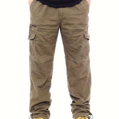 Men's Solid Cargo Pants High Pocket Loose Casual Outdoor Trousers