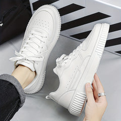 Men's Solid Skate Shoes Comfy Non Slip Lace Up Casual Sneakers