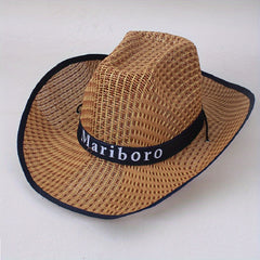 Unisex Western Cowboy Straw Hat Boho Summer Beach Hat