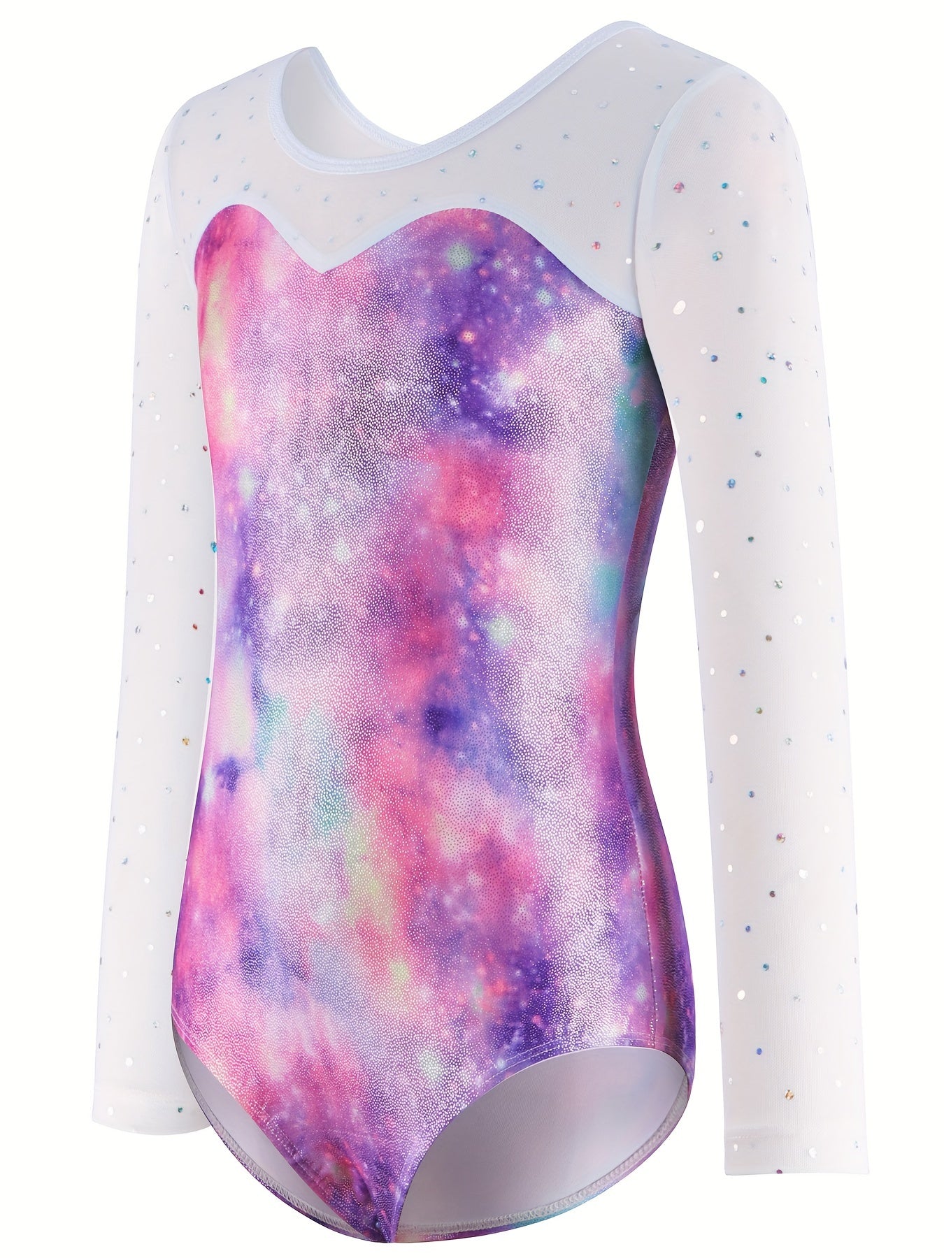 Girls Sequin Long Sleeve Starry Sky Leotard for Ballet Dance