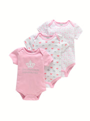 3pcs Baby Graphic One-piece Clothes Newborn Cotton Summer Romper