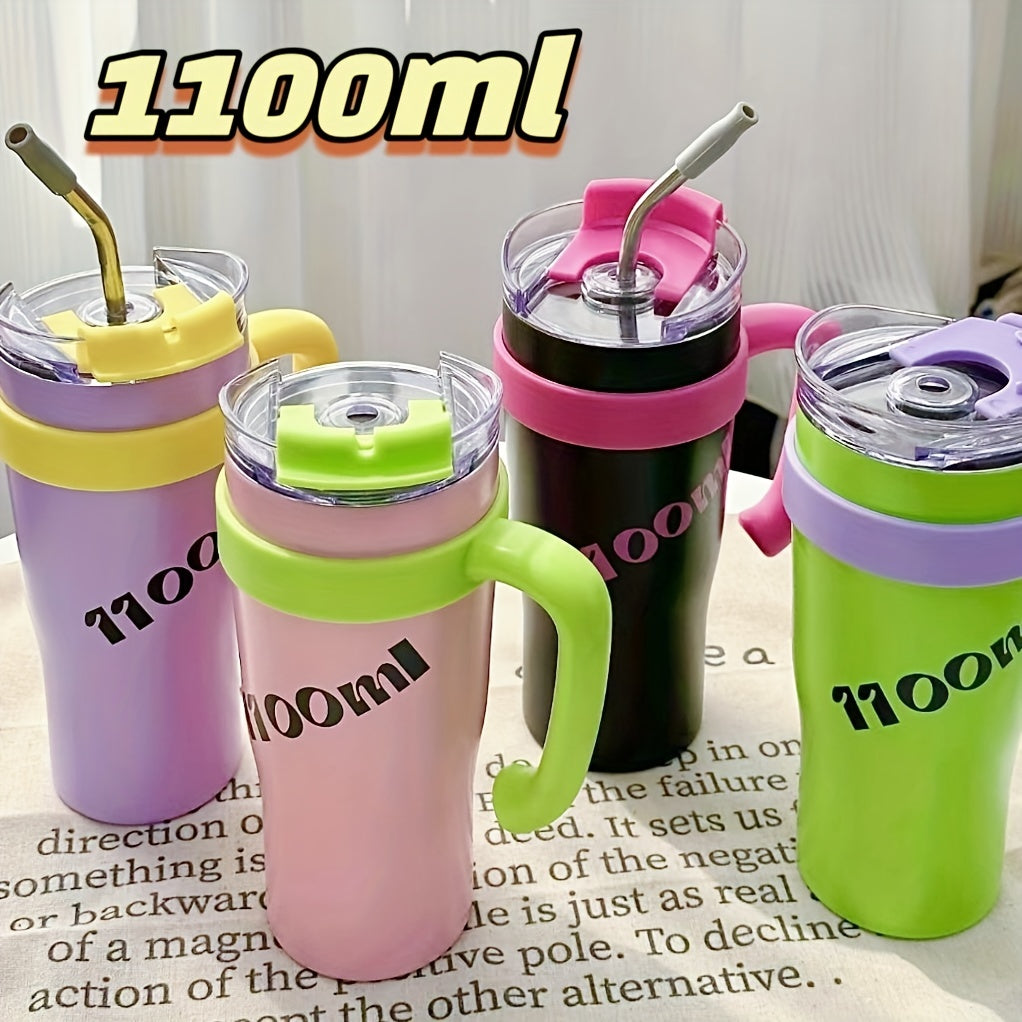 1100ml Large Capacity Vacuum Tumbler with Straw