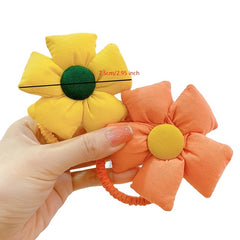 Girls Fabric Flower Hair Ties Hair Bands Ponytail Holders Scrunchies