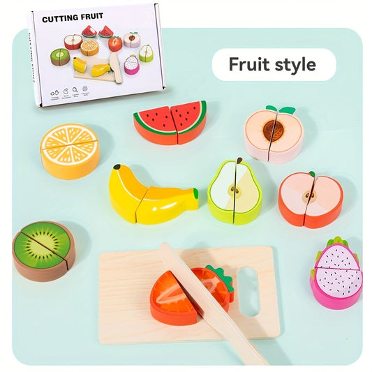 Wooden Play Kitchen Cutting Set Toy Realistic Food