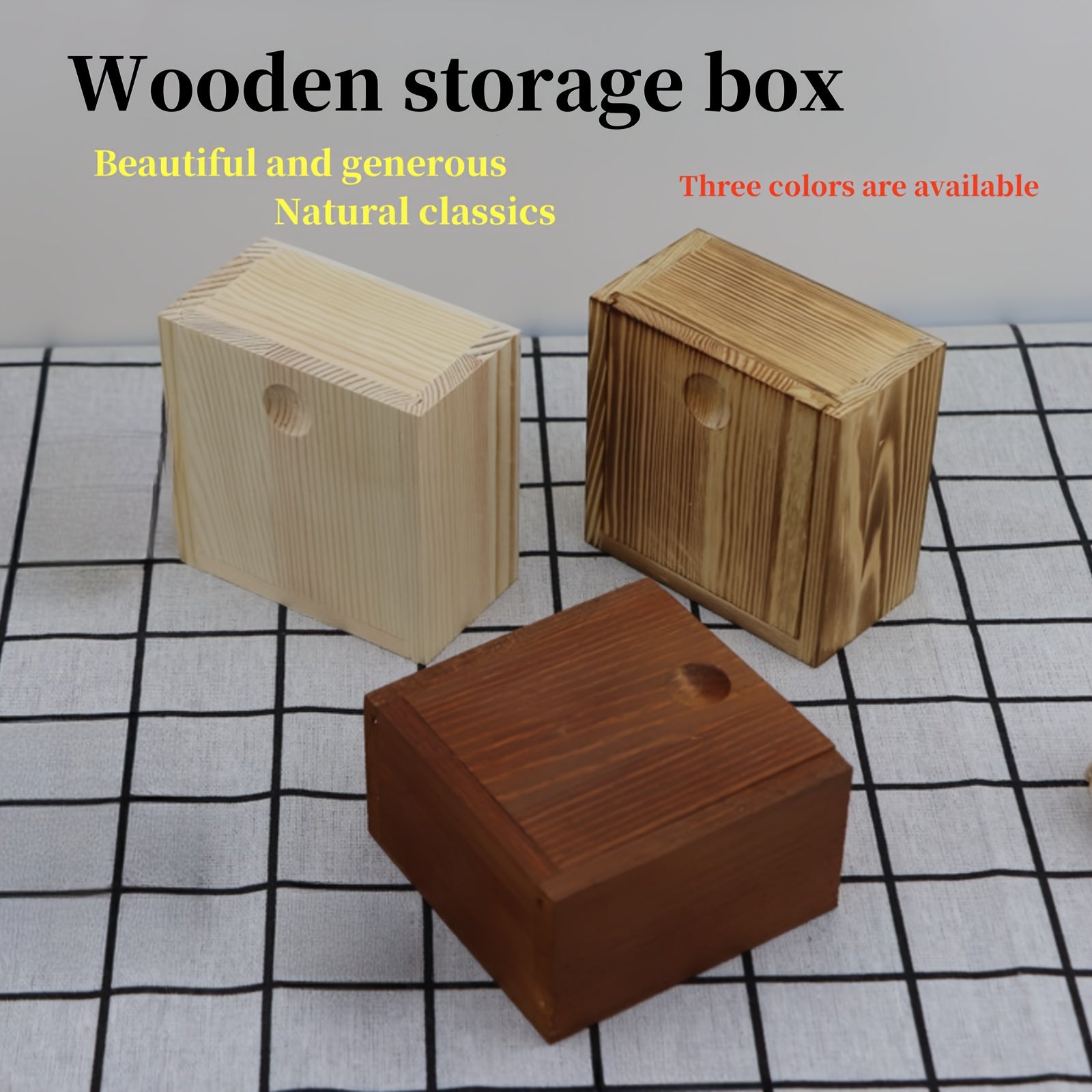 Small Wooden Storage Box with Lid for Home Storage