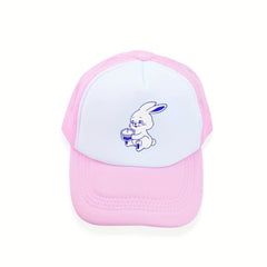 Y2K Rabbit Print Mesh Baseball Hat Sunshade Trucker Hat Pink Dad Hats for Women