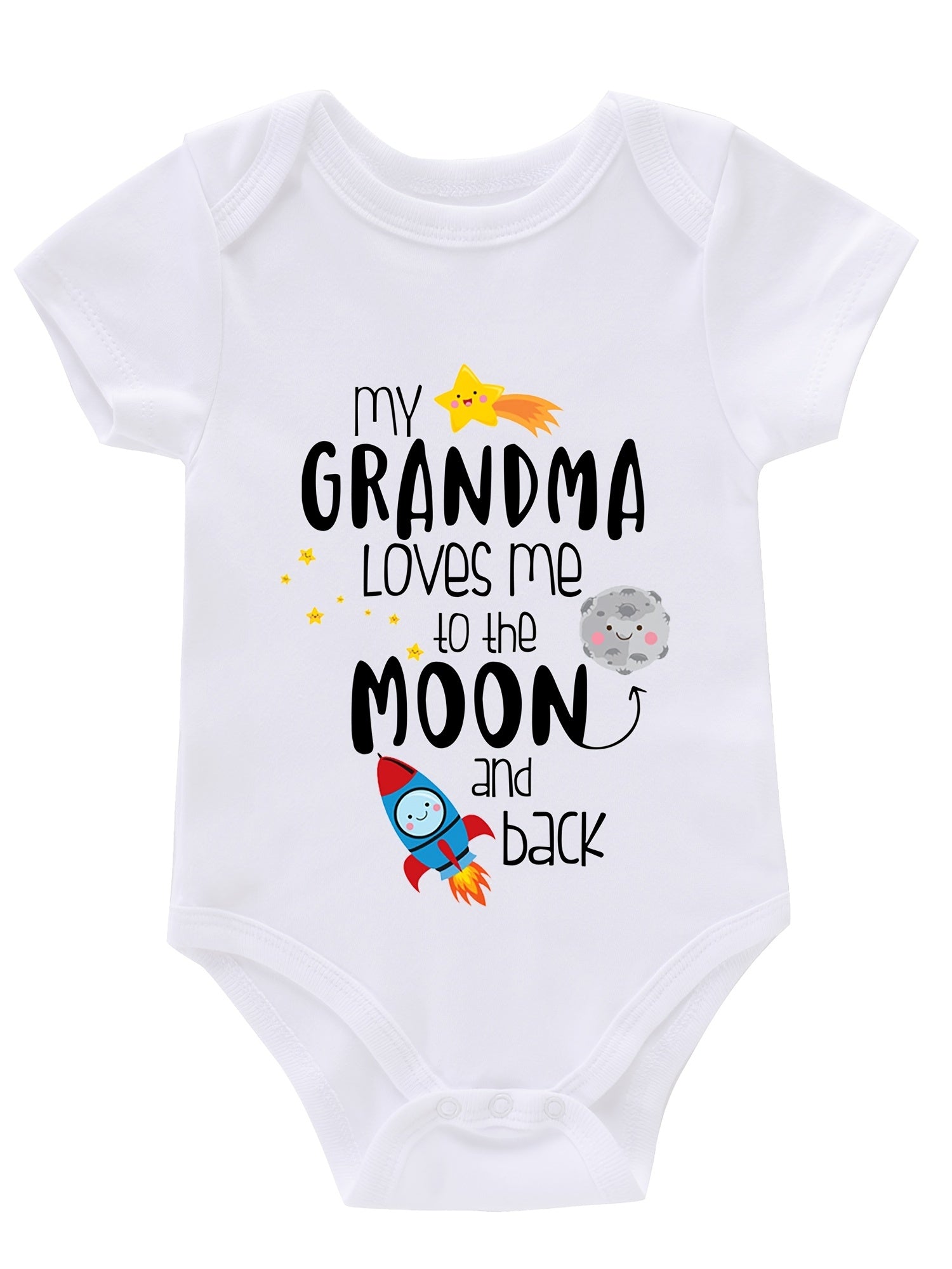 Newborn Infant Short Sleeve Romper My Gramdma Print Bodysuit Onesies