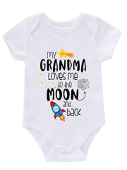 Newborn Infant Short Sleeve Romper My Gramdma Print Bodysuit Onesies