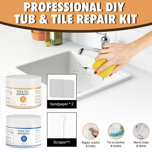 VERN Tub Repair Kit - Fixes Fiberglass, Acrylic, Porcelain, Tile