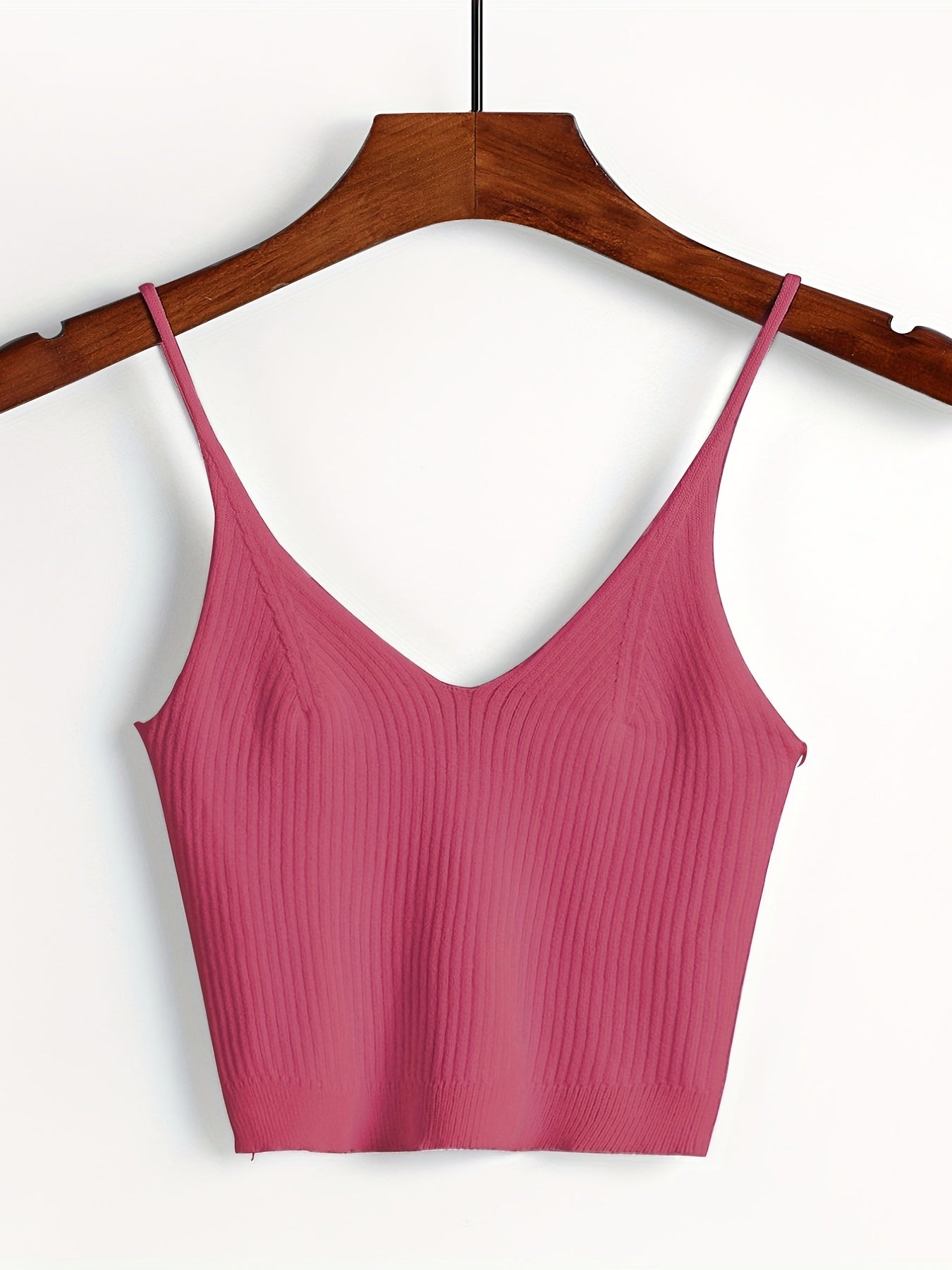 Ribbed Crop Cami Top Backless Slim Spaghetti Strap Crop Top
