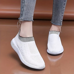 Women's Knit Slip on Athletic Walking Shoes Comfortable & Breathable